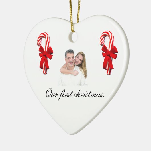 Onze eerste kerstversiering voor paren keramisch ornament (Links)