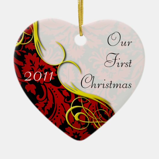 Onze eerste kerstvraag keramisch ornament (Voorkant)
