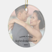 Onze eerste kerstvrouw trouwde dubbelzijdige foto keramisch ornament (Links)