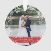 Onze eerste kerstvrouw trouwde Mr. en mevrouw Snow Ornament (voorkant)