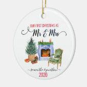 Onze eerste kerstvrouw trouwde Mr. Mrs. Home Keramisch Ornament (Links)