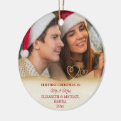 Onze eerste kerstvrouw trouwde Mr & Mrs. Keramisch Ornament (Links)