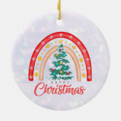 Onze eerste kerstvrouw trouwde Mr & Mrs. Keramisch Ornament (Achterkant)