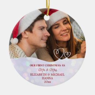 Onze eerste kerstvrouw trouwde Mr & Mrs. Keramisch Ornament