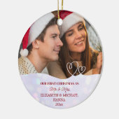 Onze eerste kerstvrouw trouwde Mr & Mrs. Keramisch Ornament (Links)