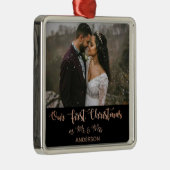 Onze eerste kerstvrouw trouwde Mr & Mrs. Metalen Ornament (Rechts)