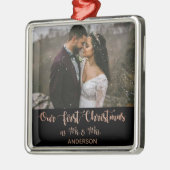 Onze eerste kerstvrouw trouwde Mr & Mrs. Metalen Ornament (Links)