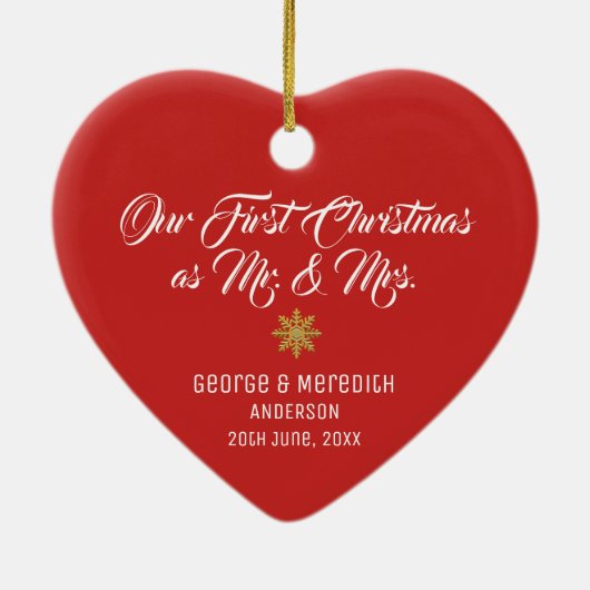 Onze eerste kerstvrouw trouwde Mr. & Mrs Ornament (Achterkant)