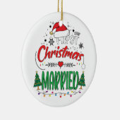 Onze eerste kerstvrouw trouwde Pas getrouwd Mr. en Keramisch Ornament (Rechts)