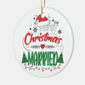 Onze eerste kerstvrouw trouwde Pas getrouwd Mr. en Keramisch Ornament (Links)