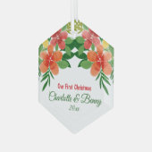 Onze eerste kerstWaterverf Flora Green Glas Ornament (Voorkant links)