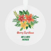 Onze eerste kerstWaterverf Green Flora Couple Ornament (achterkant)
