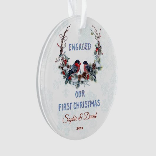 Onze eerste kerstwinter met bullfinches ornament (voorkant)