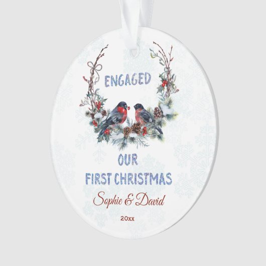 Onze eerste kerstwinter met bullfinches ornament (voorkant)