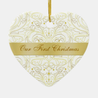 Onze eerste kerstwitte goudkangoeroe versiering keramisch ornament