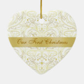 Onze eerste kerstwitte goudkangoeroe versiering keramisch ornament (Achterkant)