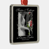 Onze eerste kerstzwarte en witte kerst metalen ornament (Rechts)