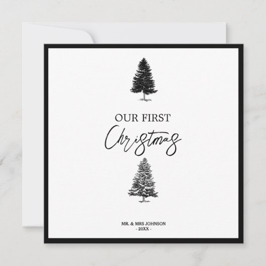 Onze eerste kerstzwarte en witte Passen getrouwd, Feestdagenkaart (Voorkant)