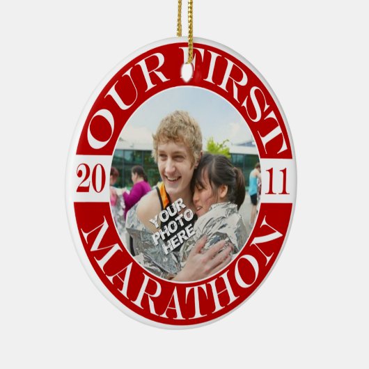 Onze eerste marathon - 2011 keramisch ornament (Rechts)