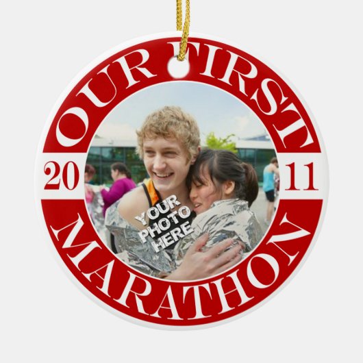 Onze eerste marathon - 2011 keramisch ornament (Voorkant)