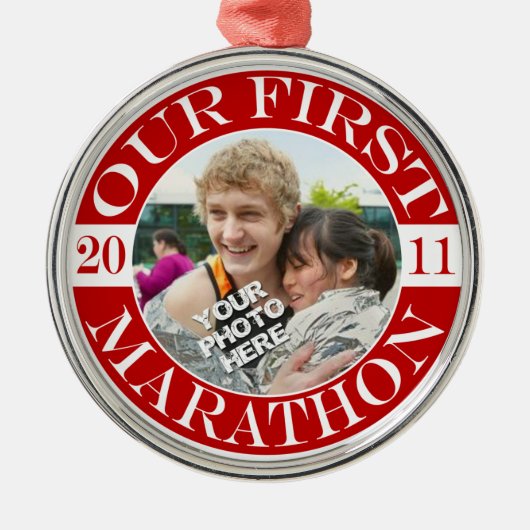 Onze eerste marathon - 2011 metalen ornament (Voorkant)