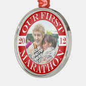 Onze eerste marathon - 2012 metalen ornament (Links)