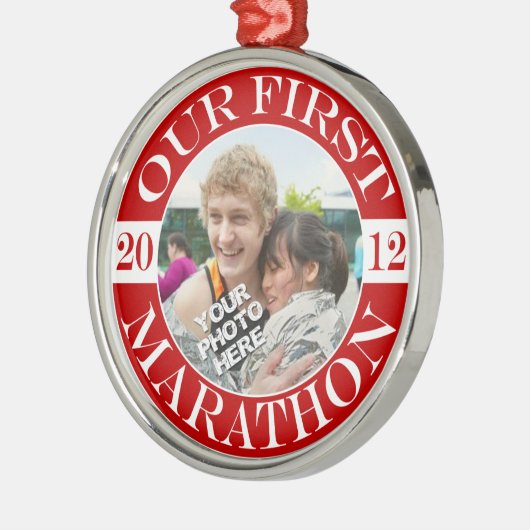 Onze eerste marathon - 2012 metalen ornament (Links)