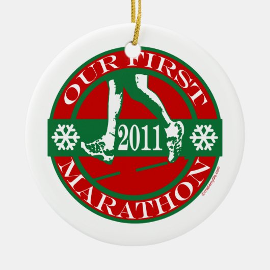 Onze eerste marathon keramisch ornament (Voorkant)