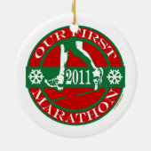 Onze eerste marathon keramisch ornament (Achterkant)