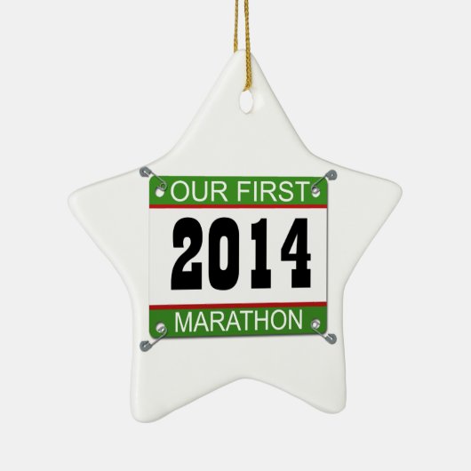 Onze eerste marathonversiering - 2014 keramisch ornament (Rechts)