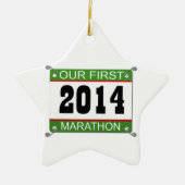 Onze eerste marathonversiering - 2014 keramisch ornament (Voorkant)