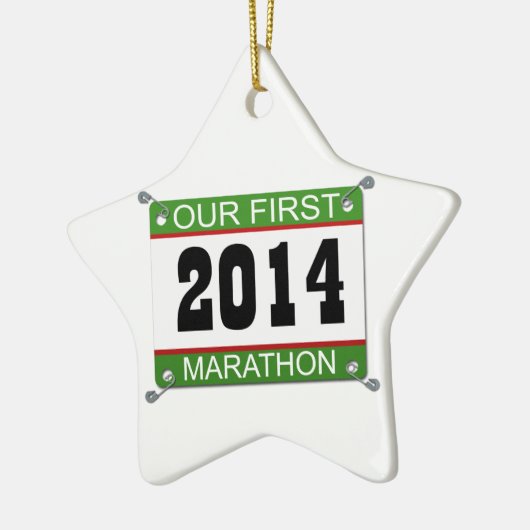 Onze eerste marathonversiering - 2014 keramisch ornament (Links)