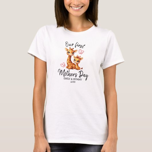 ONZE EERSTE MOEDERDAG BABY&MAMA GIRAFFE T-SHIRT (Voorkant)