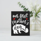 Onze eerste Moederdag Hartjes Mama Beer Cadeau, 2/ Briefkaart (Staand voorkant)
