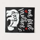 Onze eerste Moederdag Hartjes Mama Beer Cadeau, 2/ Wandkleed (Voorkant (horizontaal))