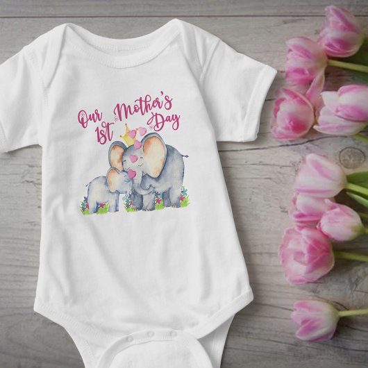 Onze eerste Moederdag mama en Baby olifant T-shirt