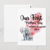 Onze eerste Moederdag mama en Baby olifanten Briefkaart (Voorkant / Achterkant)
