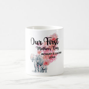 Onze eerste Moederdag mama en Baby olifanten Koffiemok