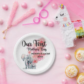 Onze eerste Moederdag mama en Baby olifanten Papieren Bordje (Feest)