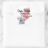 Onze eerste Moederdag mama en Baby olifanten Ronde Sticker (Tas)