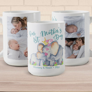 Onze Eerste Moederdag Moeder & Baby Olifant Foto Koffiemok