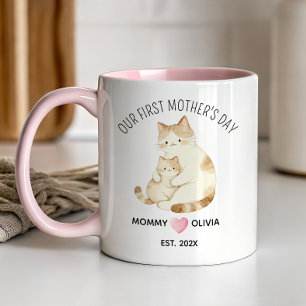 Onze Eerste Moederdag Moeder en Baby Kat Koffiekop Mok