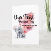 Onze eerste Moederdag Moeder en baby Olifanten Kaart (Voorkant)