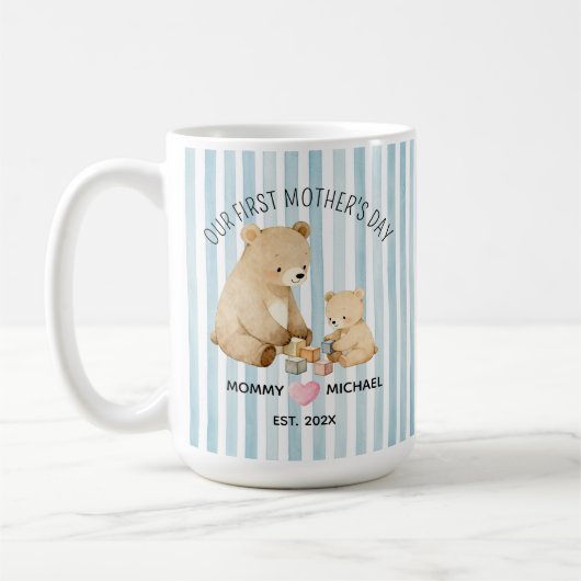 Onze Eerste Moederdag Mok voor Moeder en Babybeer (Links)