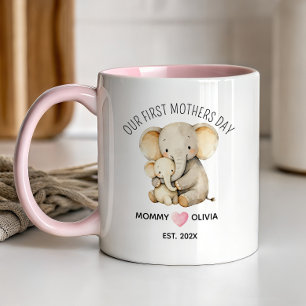 Onze eerste Moederdag, Olifant Moeder en Baby Mug Mok