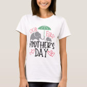 Onze Eerste Moederdag Olifant & Paraplu T-shirt (Voorkant)