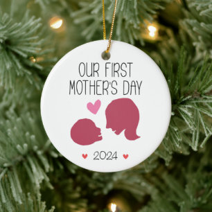 Onze eerste moederdag Persoonlijke eerste keer moe Keramisch Ornament