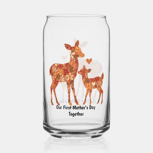 Onze Eerste Moederdag Samen – Bloemendee Drinkglas Blikvorm Glas (Voorkant)