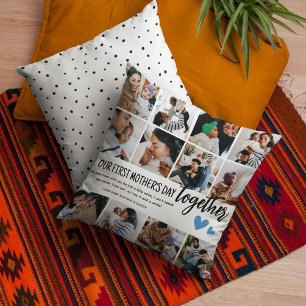 Onze eerste Moederdag samen! Fotocollage Kussen