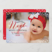 Onze eerste neel Red Photo overlay Babys eerst Feestdagenkaart (Voorkant / Achterkant)